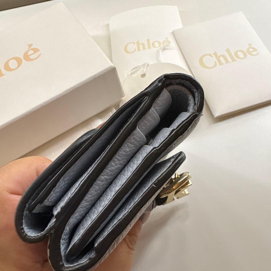 【中古】Chloé 三つ折り財布 イニシャルK,C チャーム付き