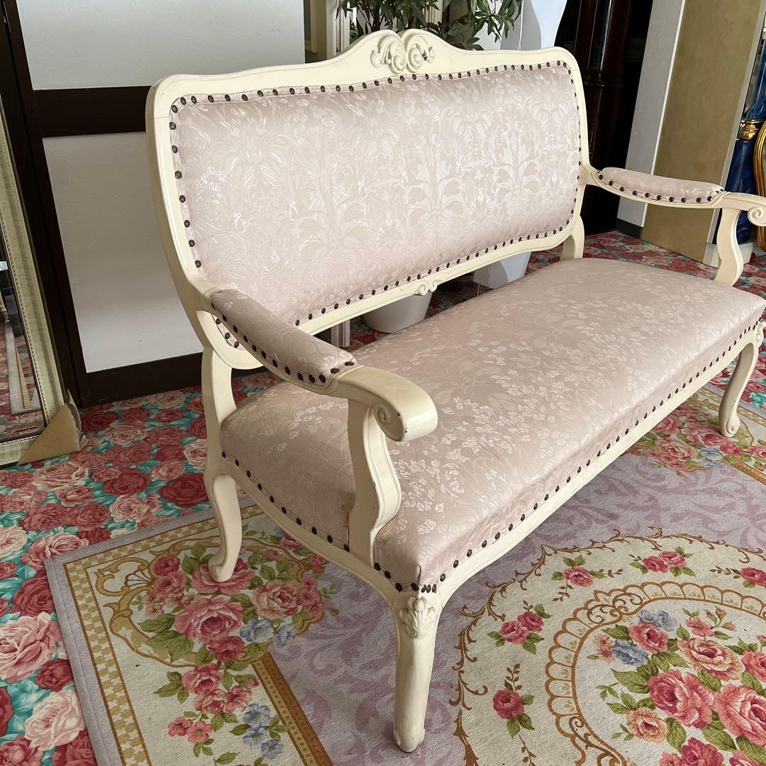 k075r118 白家具 姫系ソファセット 2人掛け・1人掛け×2台 クラシック