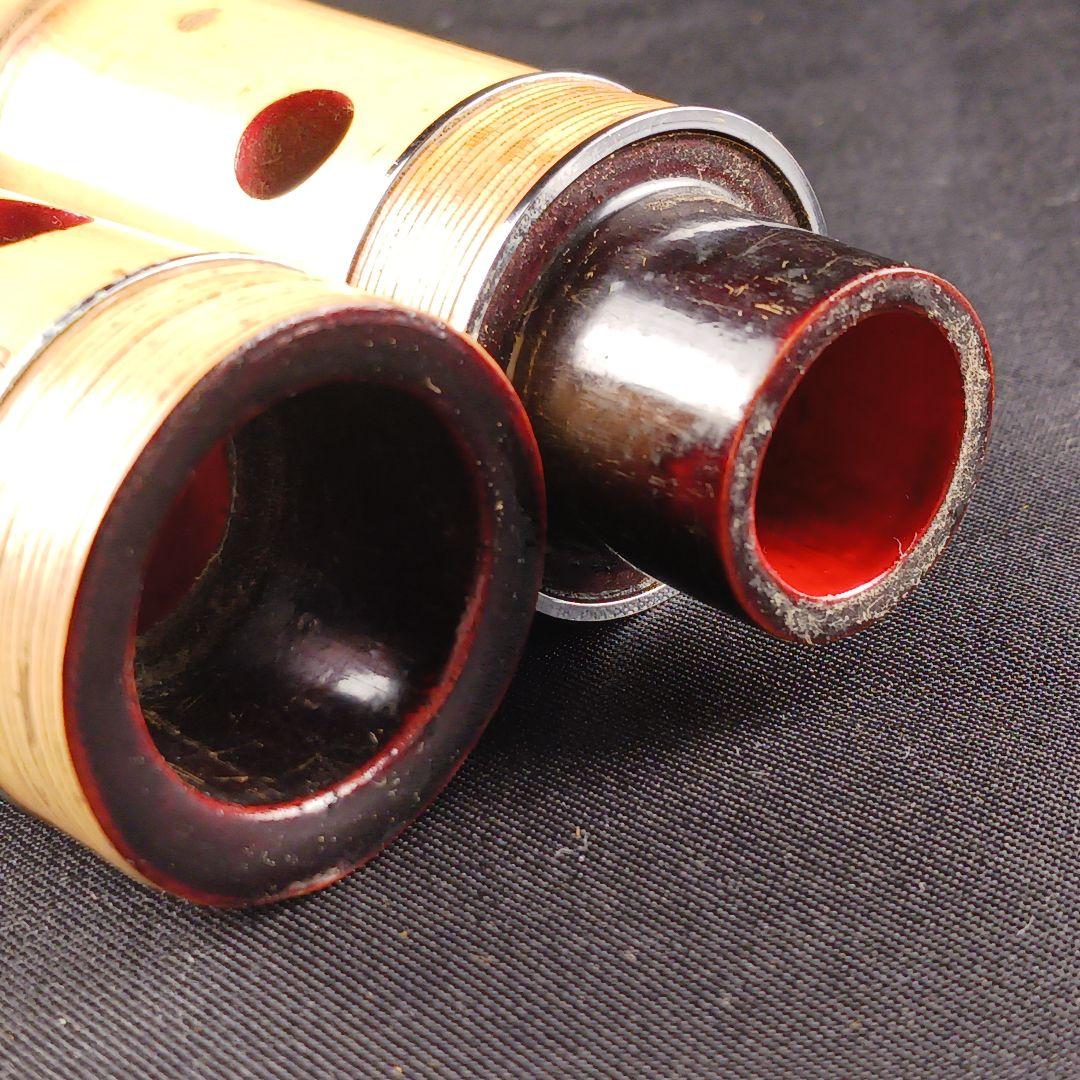 Y3110-6 琴古流 尺八 竹堂製 銀三線 全長55㎝ 竹製 竹勇 田嶋撰 琴古流