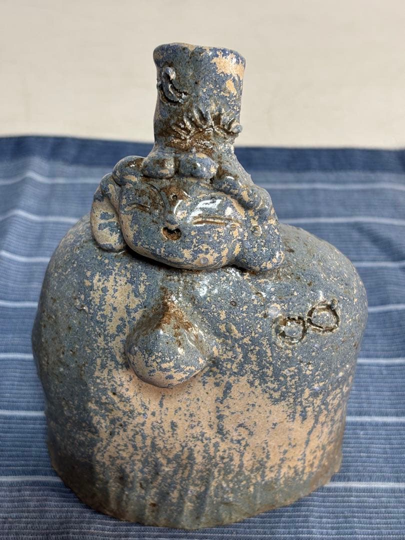 青灰色 陶器の人形 2点セット