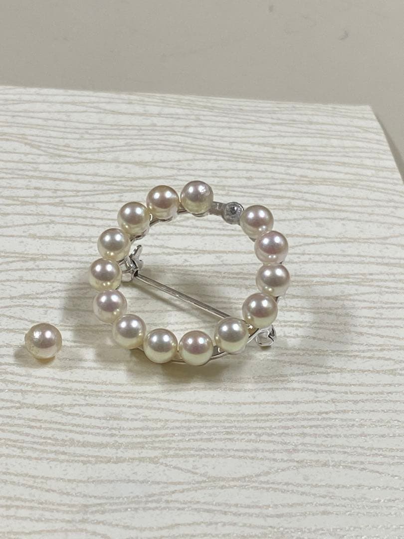 ミキモトブローチ　訳あり MIKIMOTO】ミキモト『K18YG グレースケリー コレクション パール