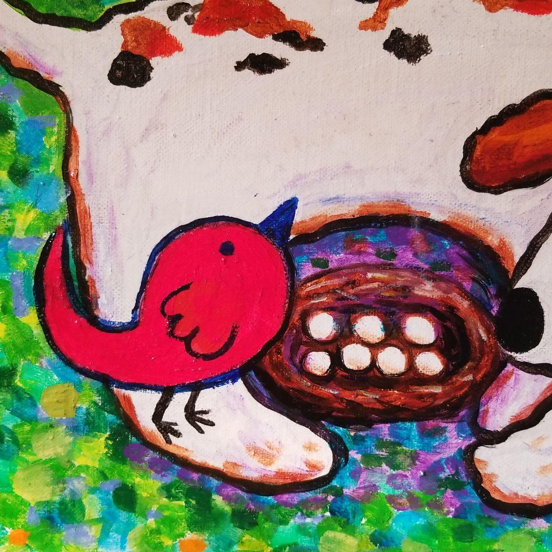 油絵 FUUTA様専用 友だちの卵を守る犬