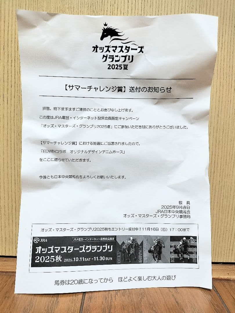 ドウデュース　ぬいぐるみ　JRA　サマーチャレンジ賞　EDWIN　デニムホース