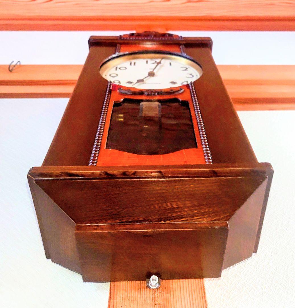 〈完動・美品〉精工舎　宮型ゼンマイ振り子掛時計　昭和レトロ　ボンボン時計　古時計