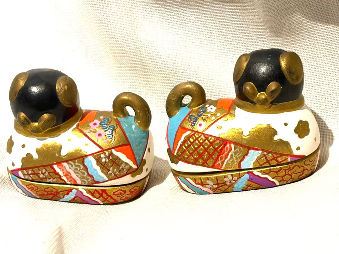 犬筥 一対 希少品 有職京都御所 安産祈願 蓋もの 雛人形 香合 古美術