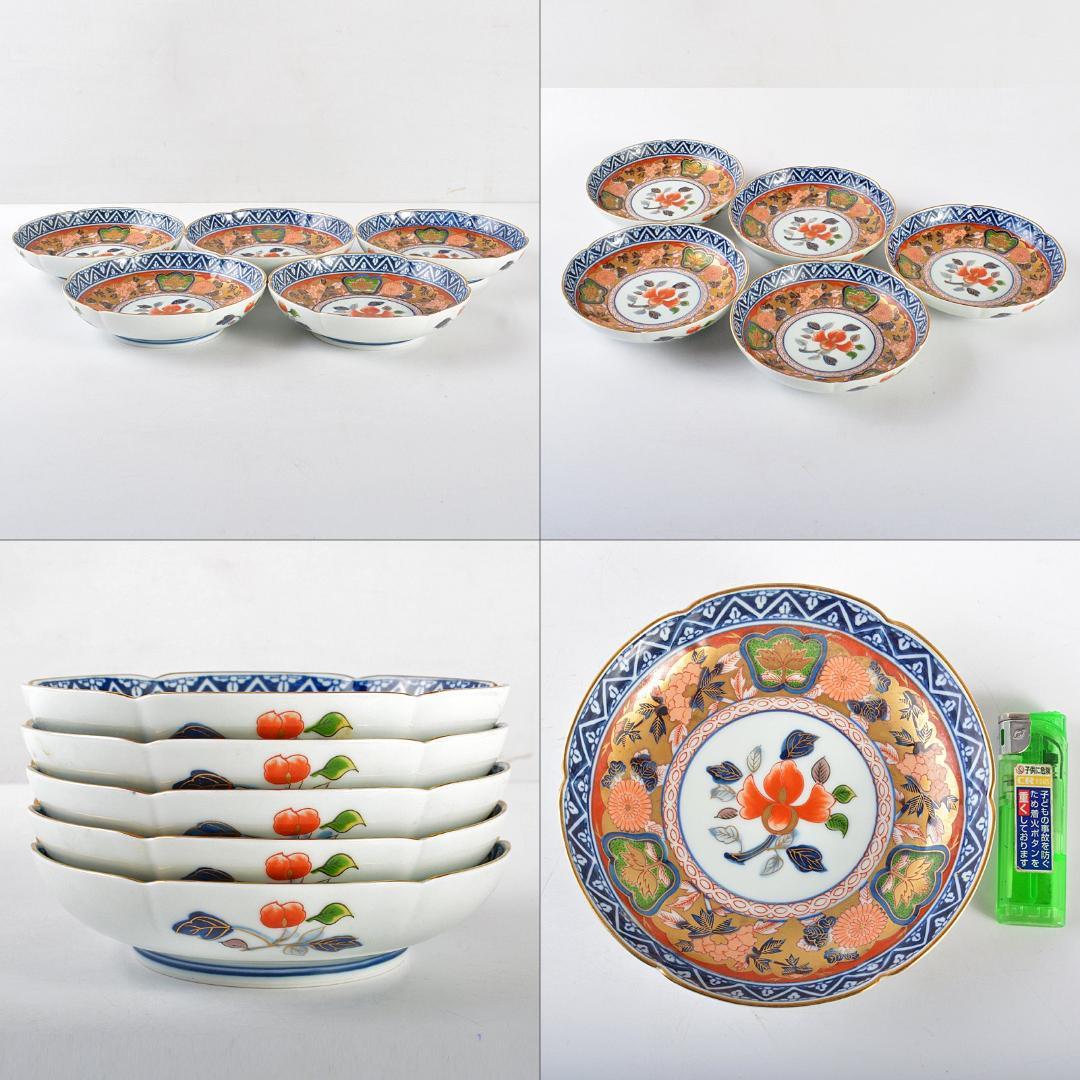 有田焼　日肥其泉作　極錦金彩古伊万里　銘々皿揃　五客　共箱　D　R5384