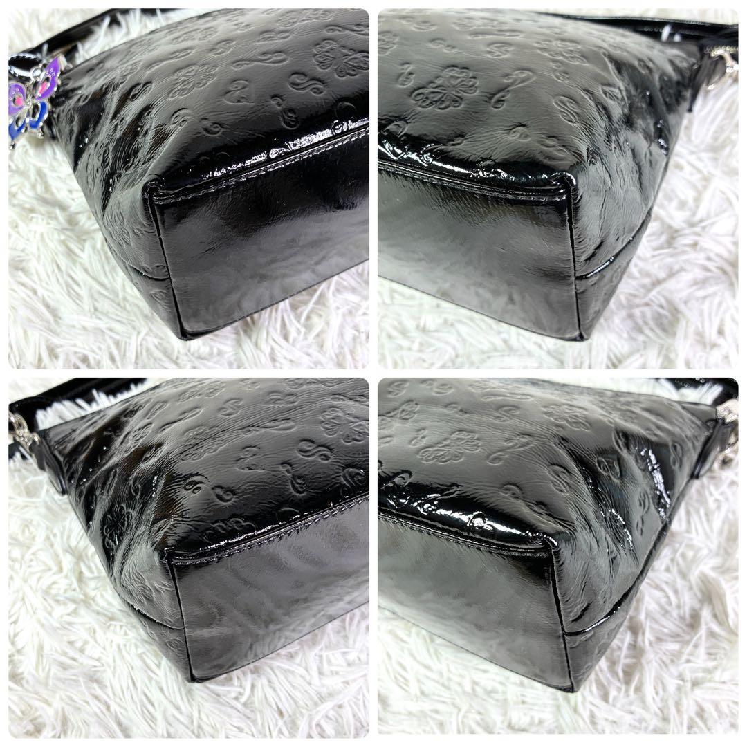 【極美品】アナスイ エリス 型押し エナメルレザー ショルダーバッグ 2way