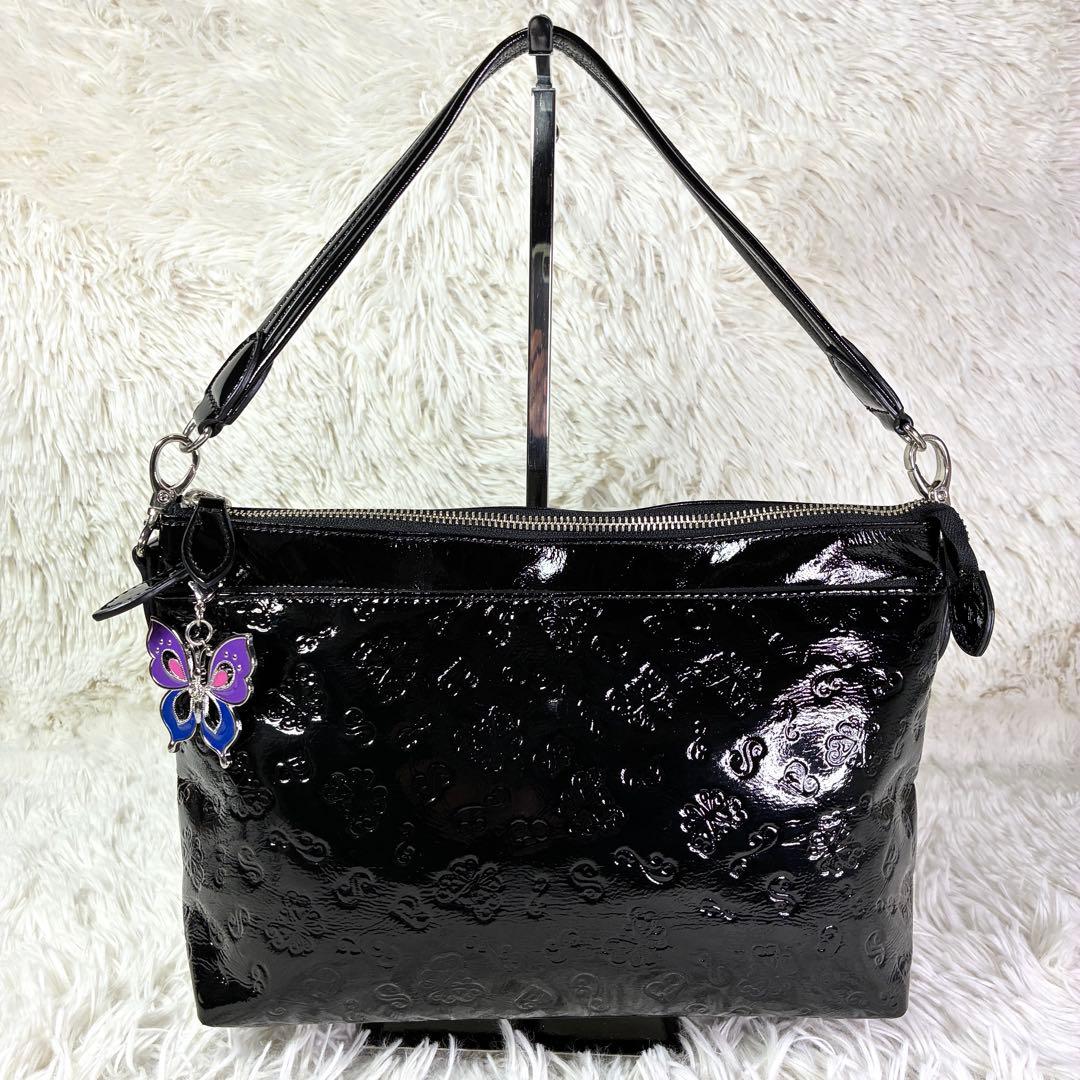 【極美品】アナスイ エリス 型押し エナメルレザー ショルダーバッグ 2way