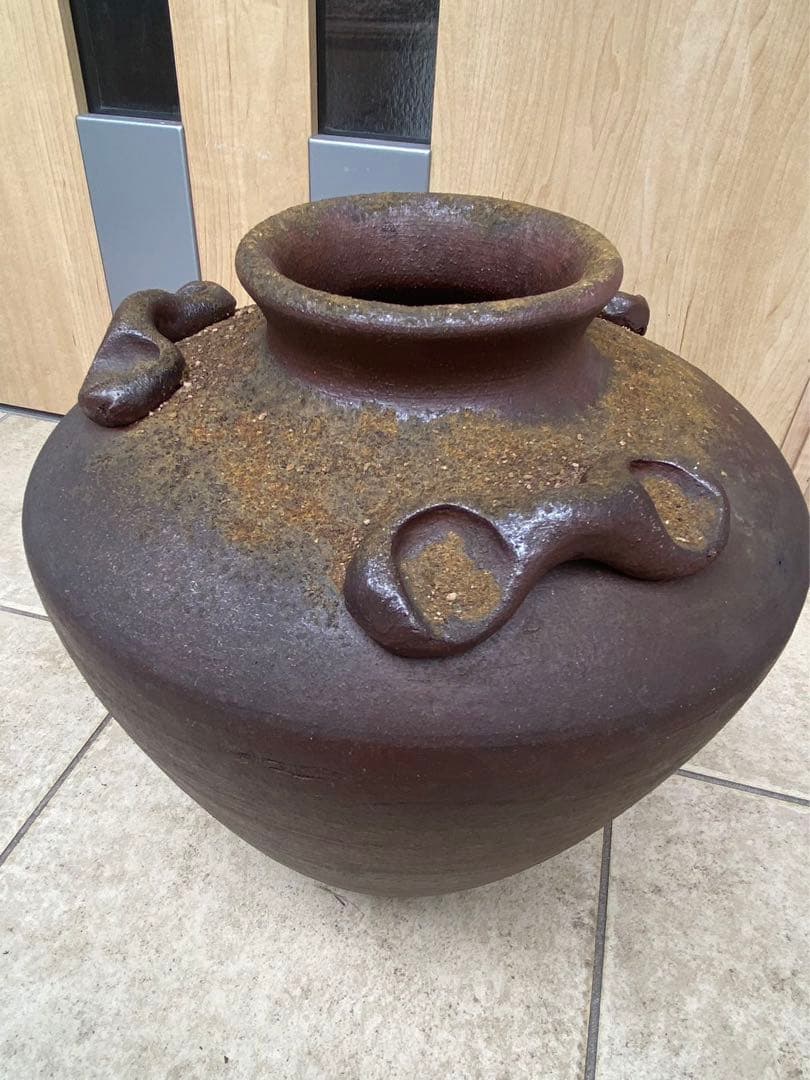 常滑燒備前焼三耳壺花瓶花器壺骨董
