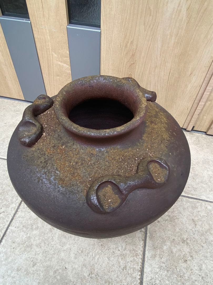 常滑燒備前焼三耳壺花瓶花器壺骨董