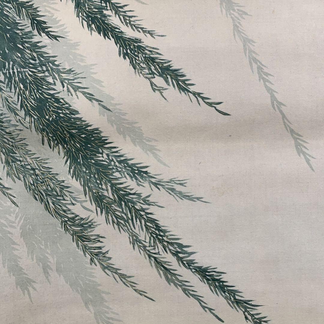 美品 掛け軸 横山大観・菱田春草合作「紅葉鳩・柳鷲図」双幅 名画