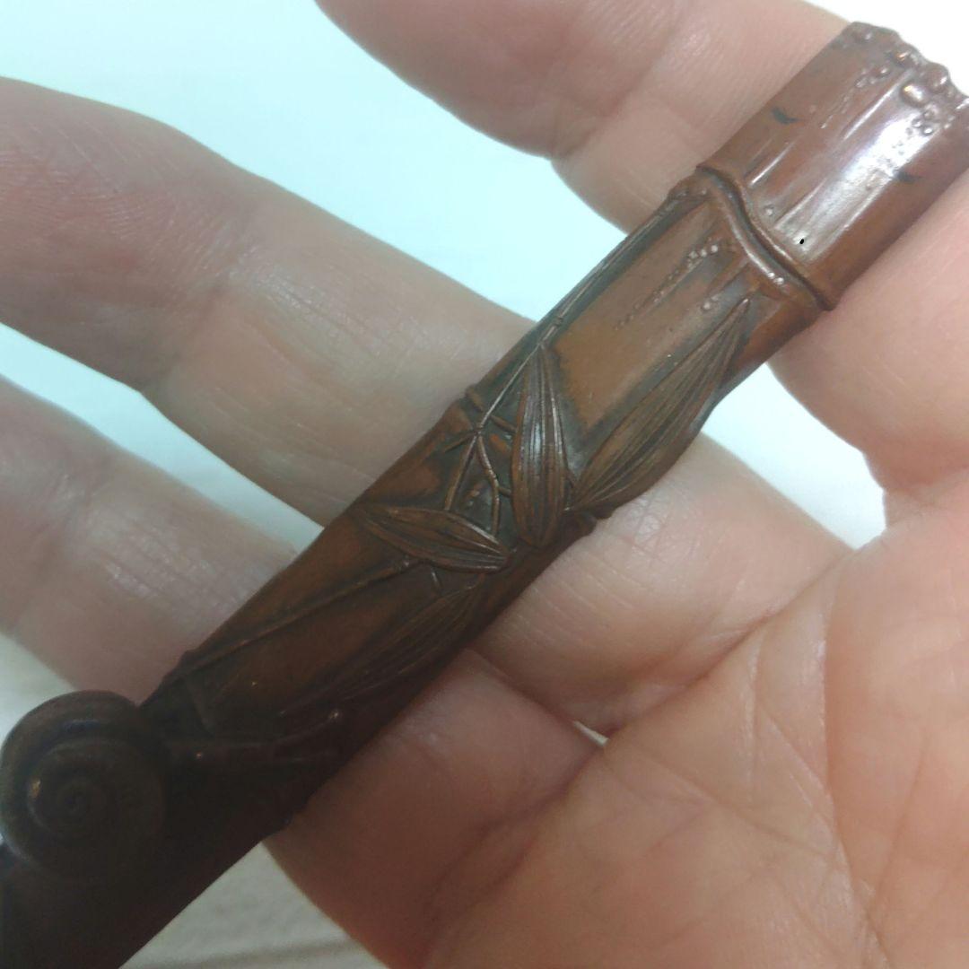 書鎮 紙押さえ 文鎮 蝸牛 カタツムリ 金工 銅製 書道具 ツキ10