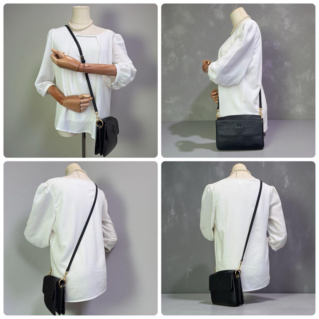 《美品》トリーバーチ ショルダーバック アクセサリーポーチ レザー ゴールド金具