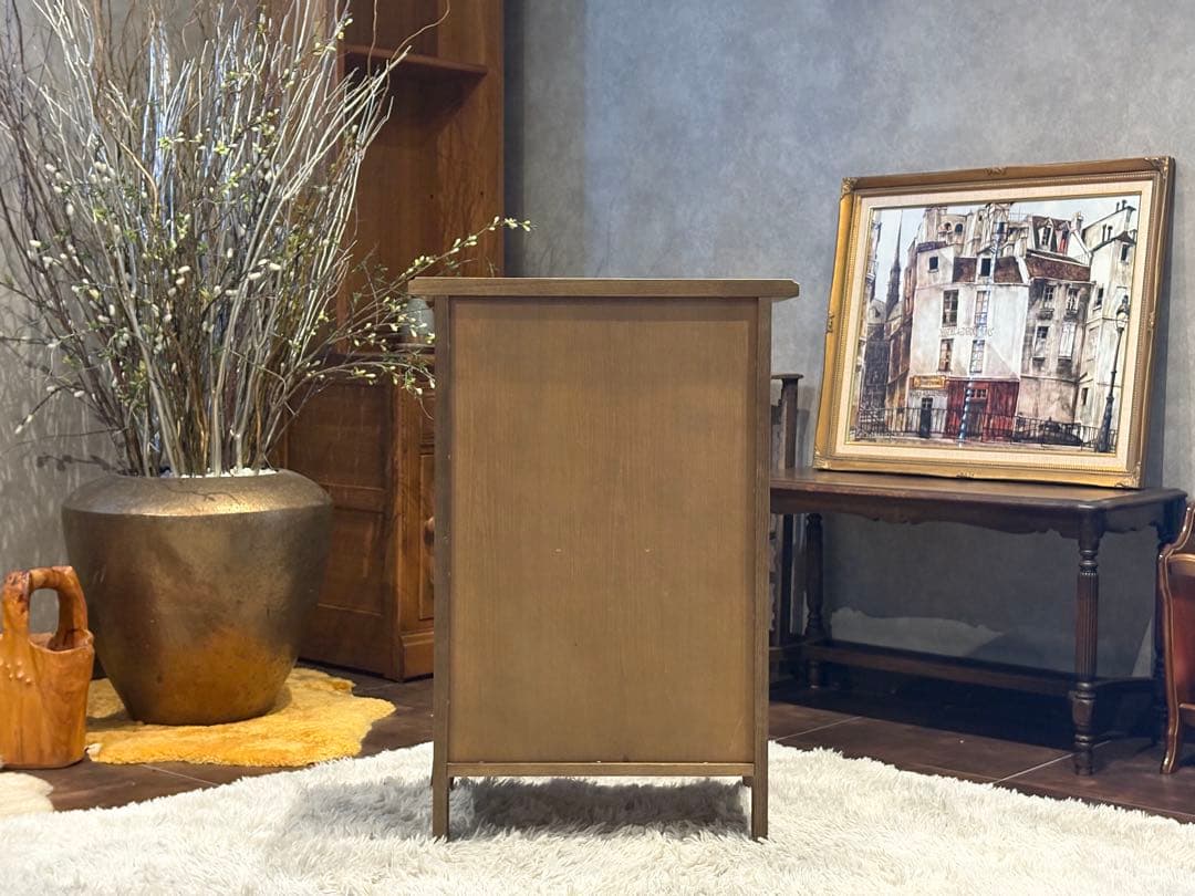 迪卡様専用 起立木工 キャビネット 電話台 収納 ビンテージ 無垢材 IZ