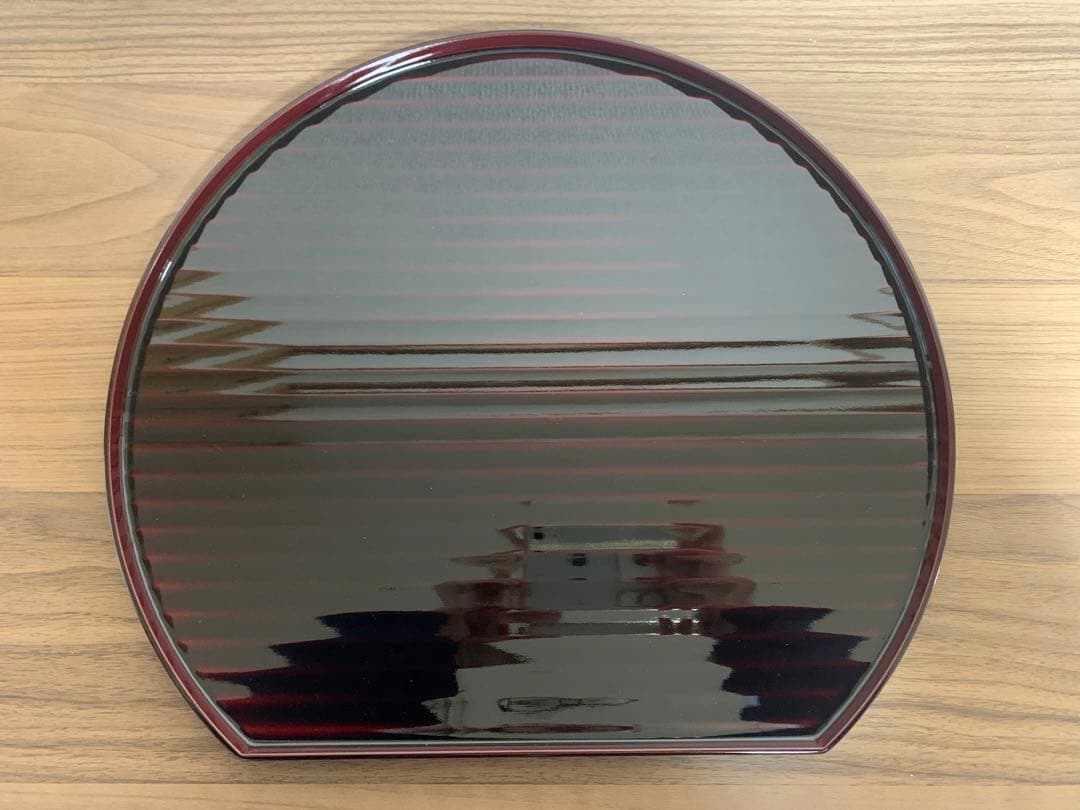 越前塗　半月盆　半月膳　天然木　うるし塗り　尺2 尺二　4枚セット ＋1