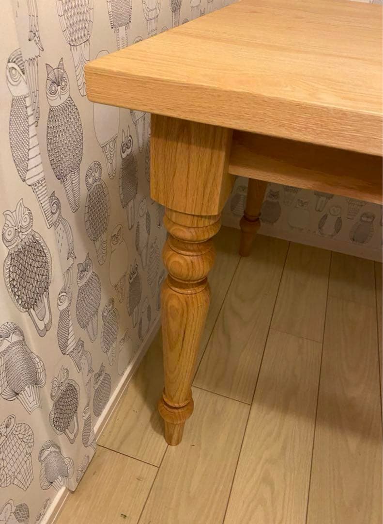 アイスブルー　コンランショップ オーク無垢材テーブル