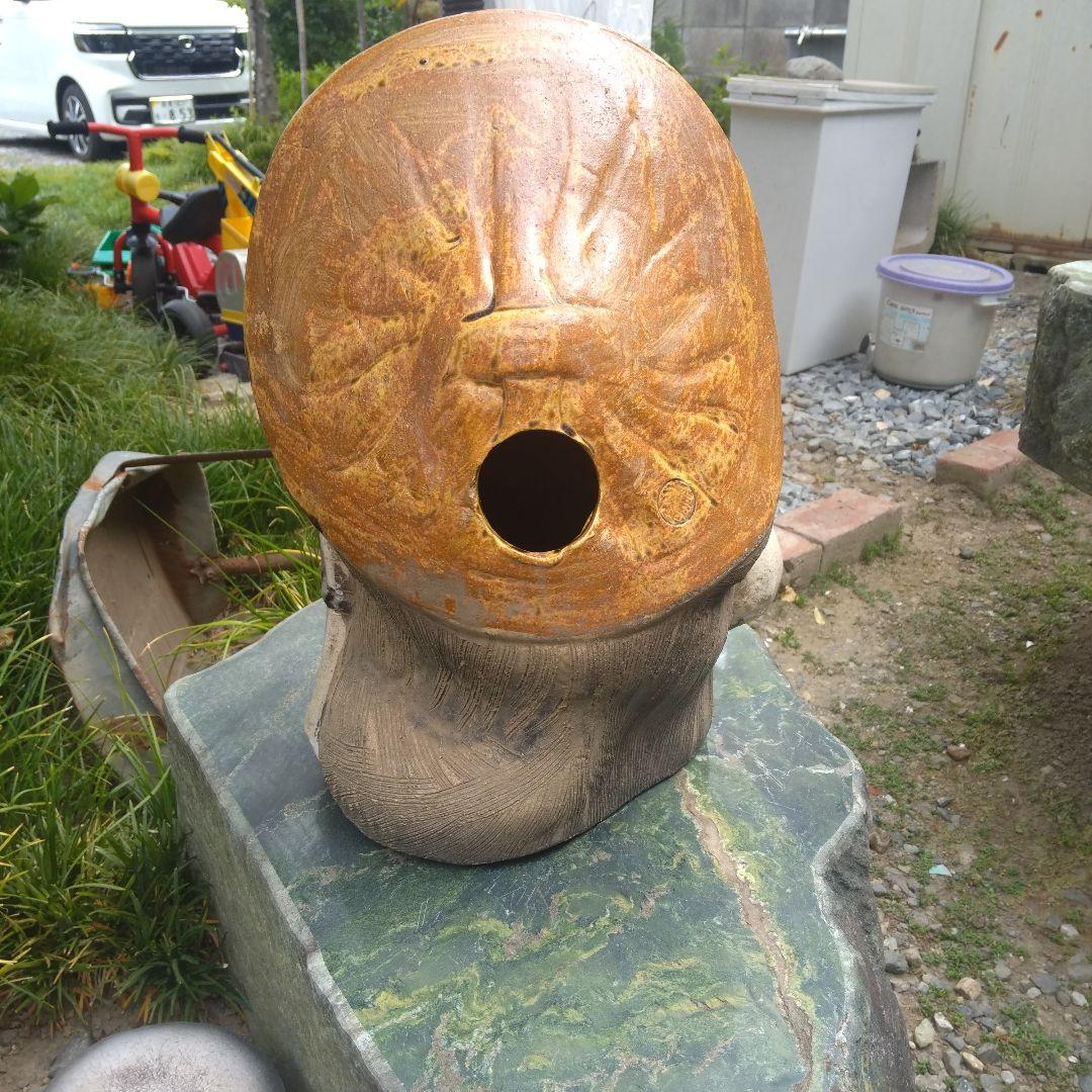 信楽焼 タヌキ陶器像 大きな帽子付き