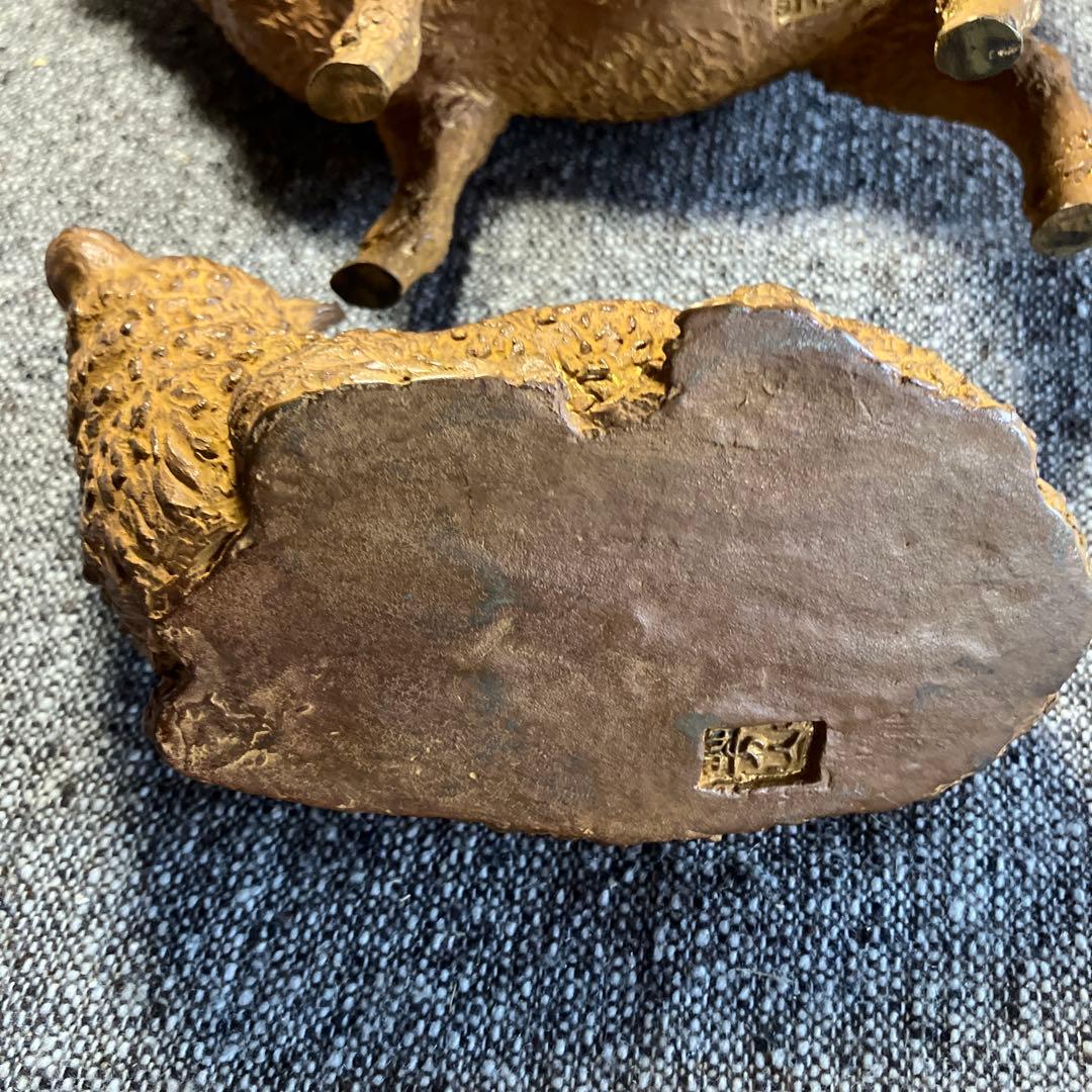 羊の置物 金属製 縁起物 箱付き インテリア 和風 工芸品