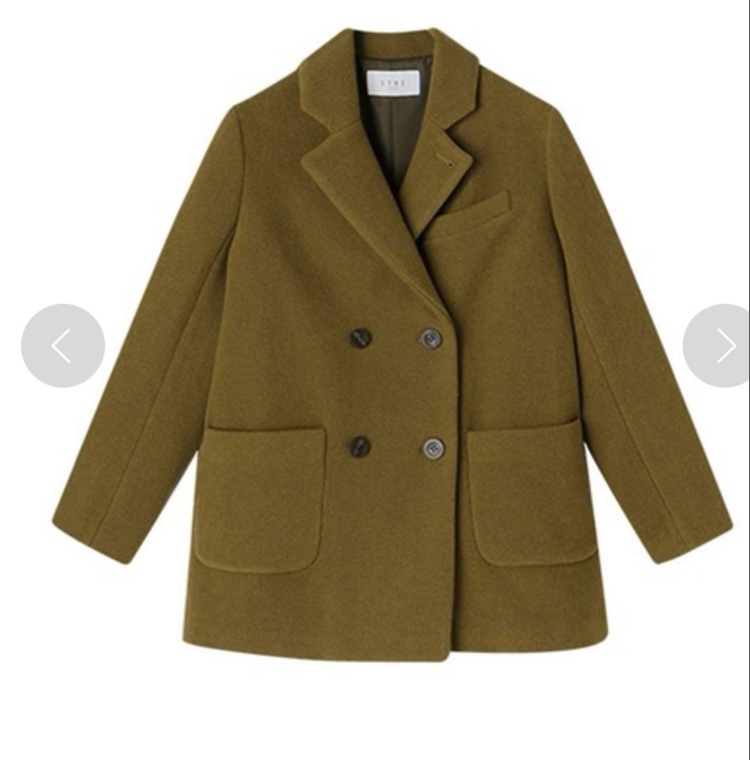 タグ付き エトレトウキョウ ダブルブレスト ミディコート ピーコート