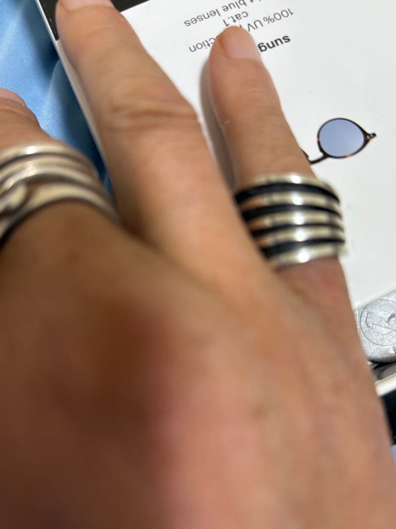 最終値下げTOM HAWK 4ラインシルバーリング　NAVAJOナバホ族　14号