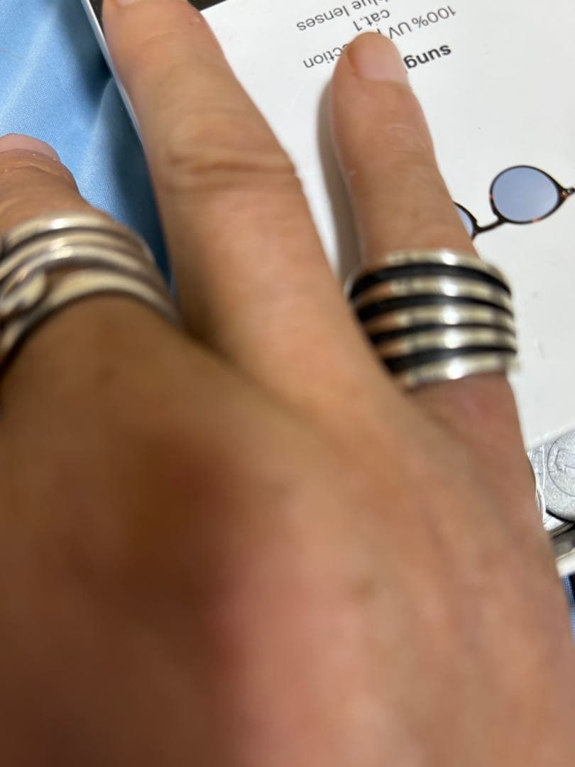 最終値下げTOM HAWK 4ラインシルバーリング　NAVAJOナバホ族　14号