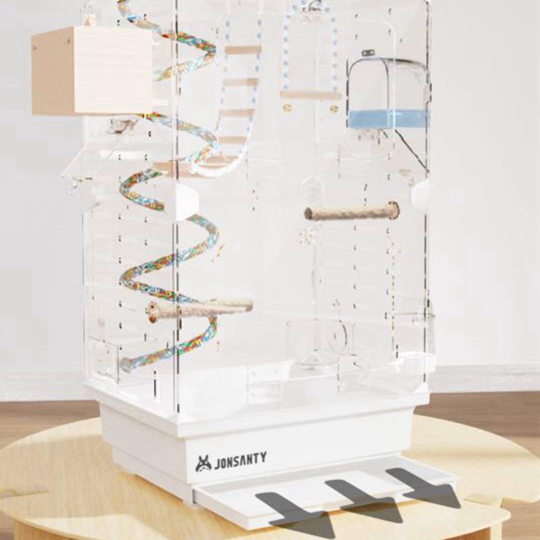 ら*い様 ケージ アクリル ケース モモンガ 鳥 小動物 クリア 透明 餌皿 止