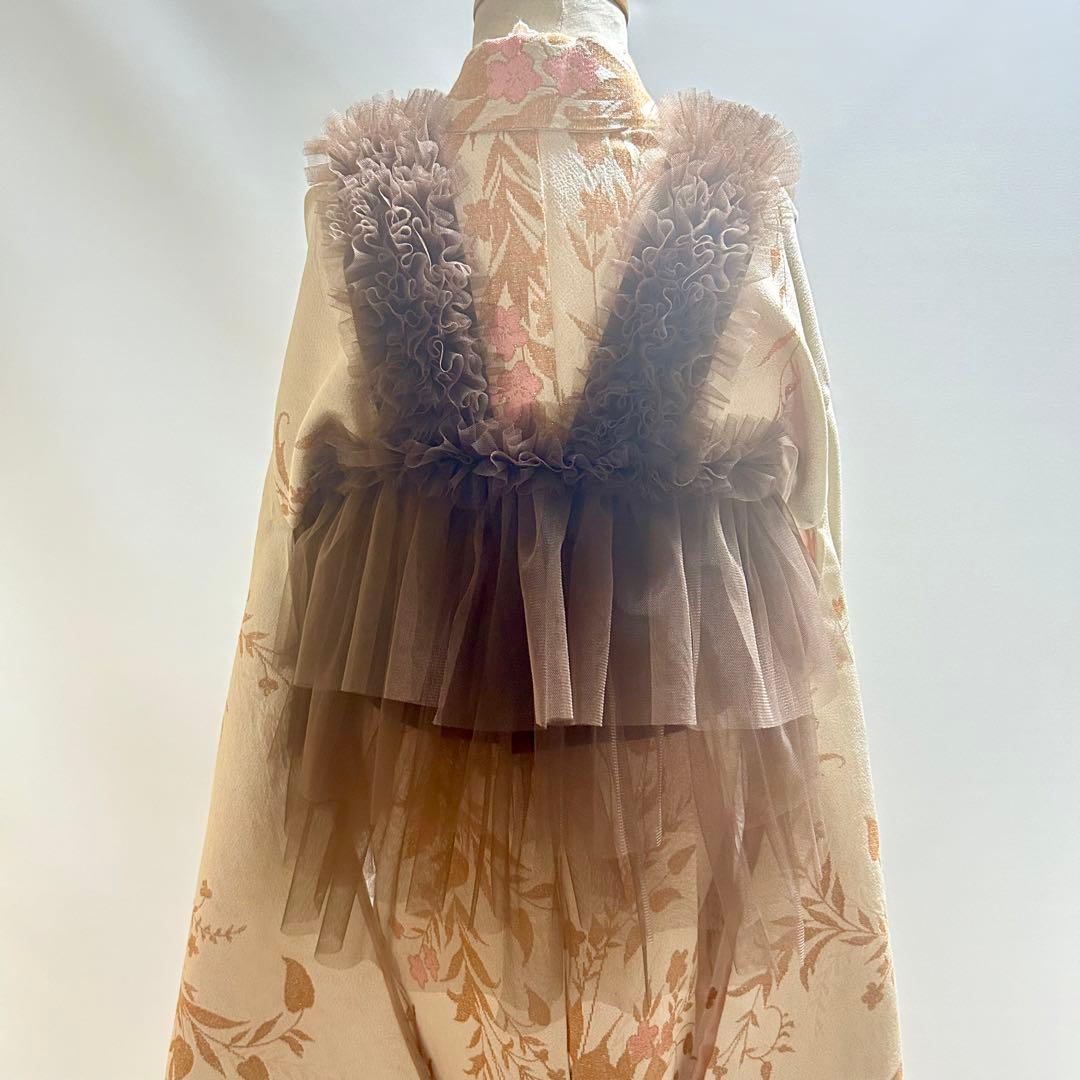 被布エプロン【チョコレート】チュール被布　被布ドレス　七五三　チュールドレス