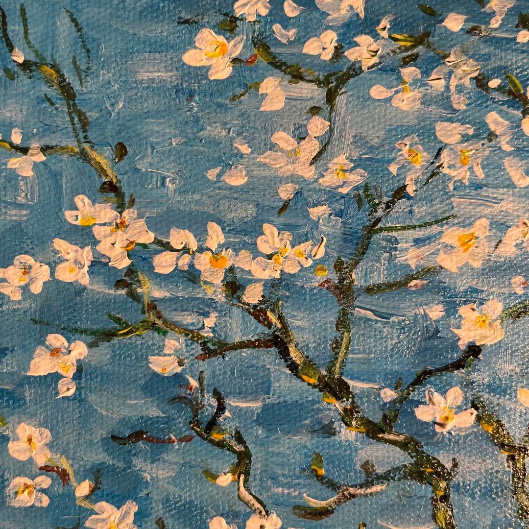 ★秀作★ 手描き油絵 ゴッホ 花咲くアーモンドの枝 額付 肉筆絵画 油彩画