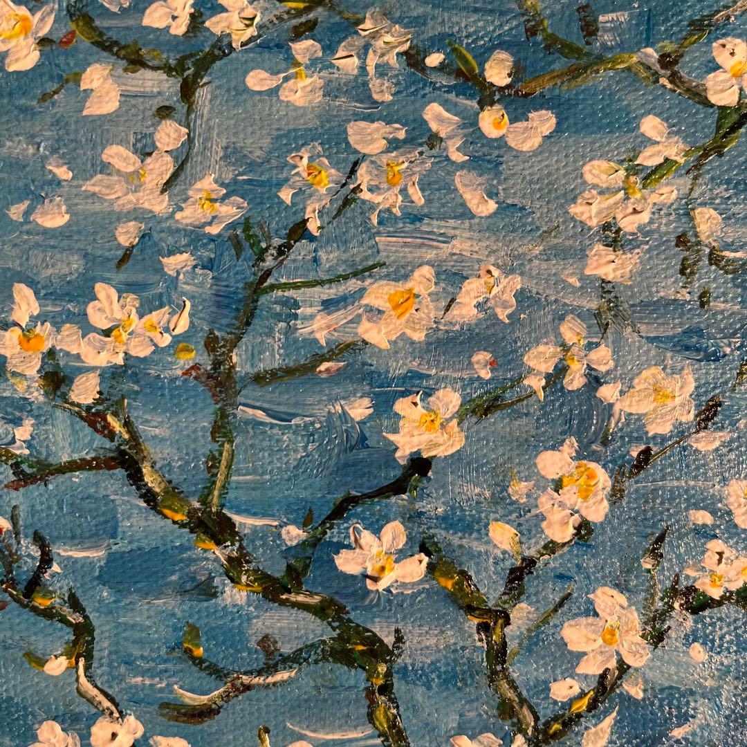 ★秀作★ 手描き油絵 ゴッホ 花咲くアーモンドの枝 額付 肉筆絵画 油彩画