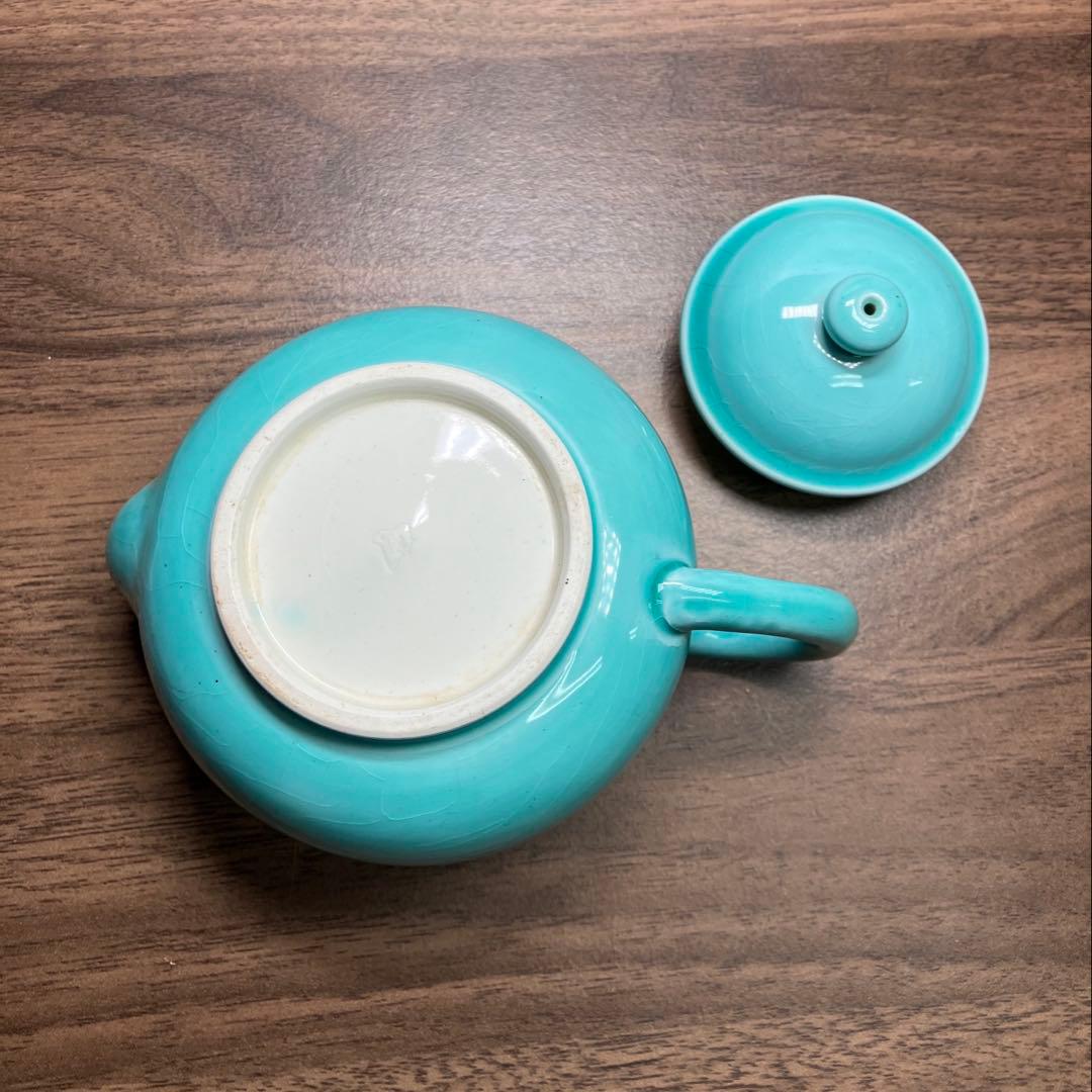 珉平焼 青釉 ティーポット 急須