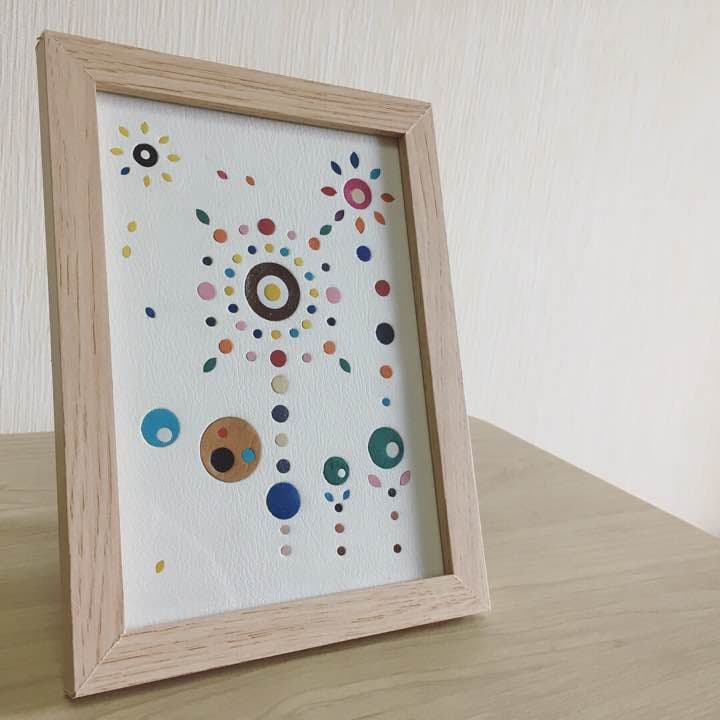 本革の絵画 革絵(かわえ) 「花」