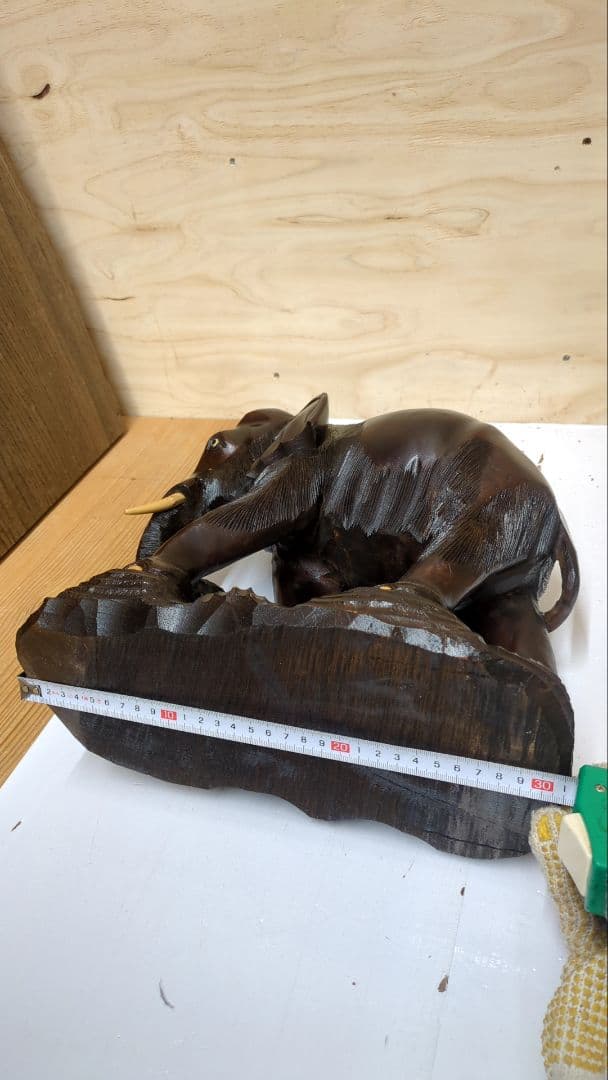 NO.2029 木製象の彫刻 木工芸品 置物