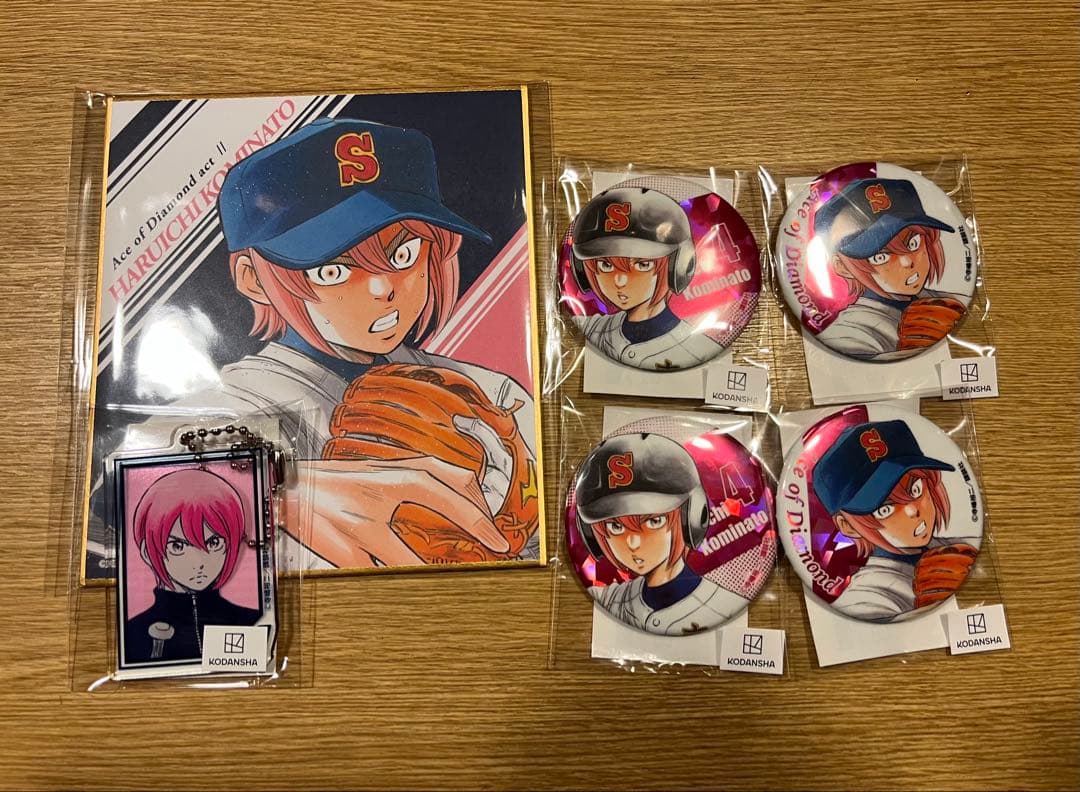 ダイヤのA まるくじ 小湊春市 アクリルキーホルダー 缶バッジ 色紙