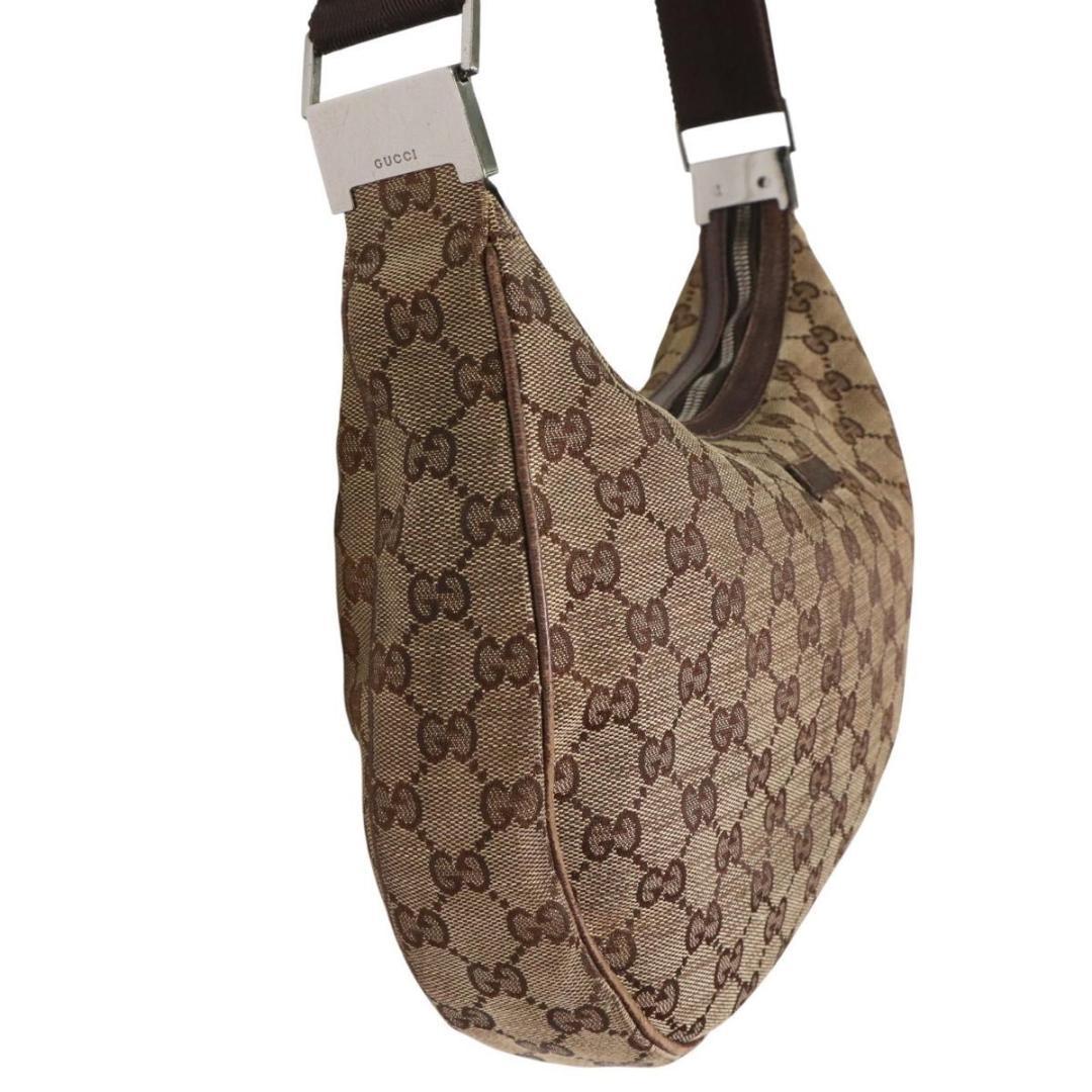 GUCCI グッチ GGキャンバス ハーフムーン　ワンショルダーバッグ 金具　茶