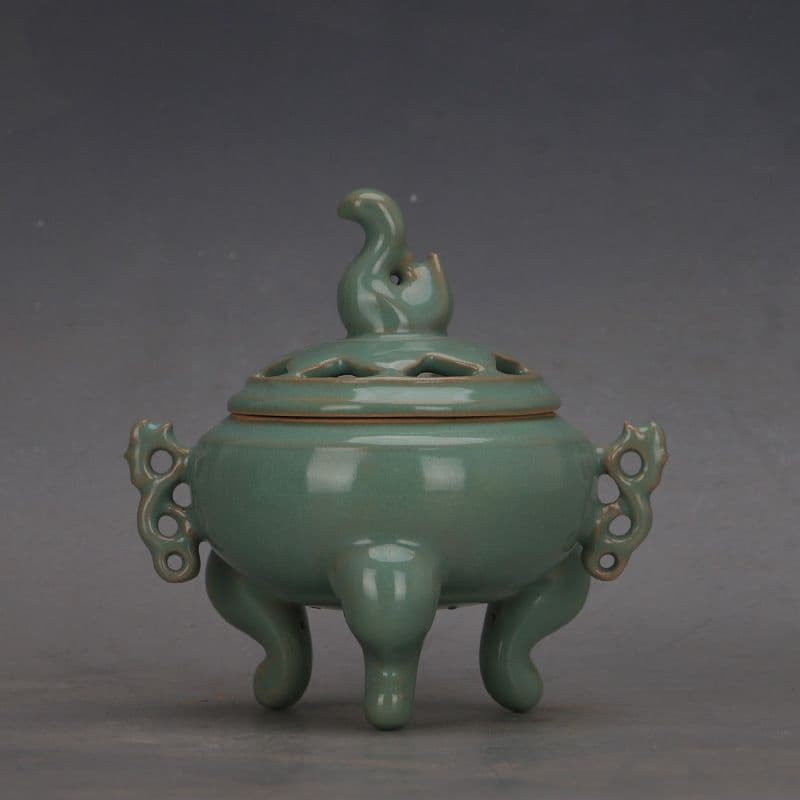 中国 汝窯 青磁 香炉 陶器 陶芸 香道具 仏具 官窯 青釉