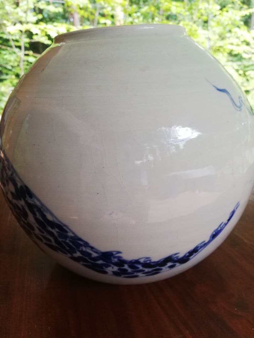 (美品)中国染付け龍文壺