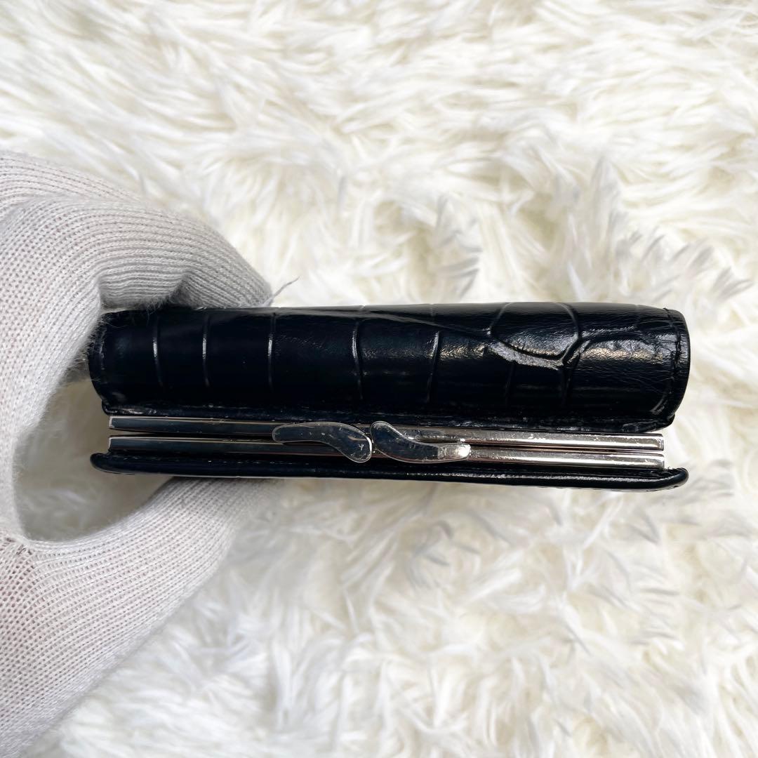 極美品】ヴィヴィアンウエストウッド 折り財布 オーブ がま口 レザー 黒