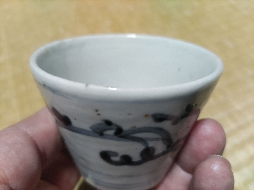 動物唐草紋初期様式そば猪口厚底成型蕎麦猪口古伊万里