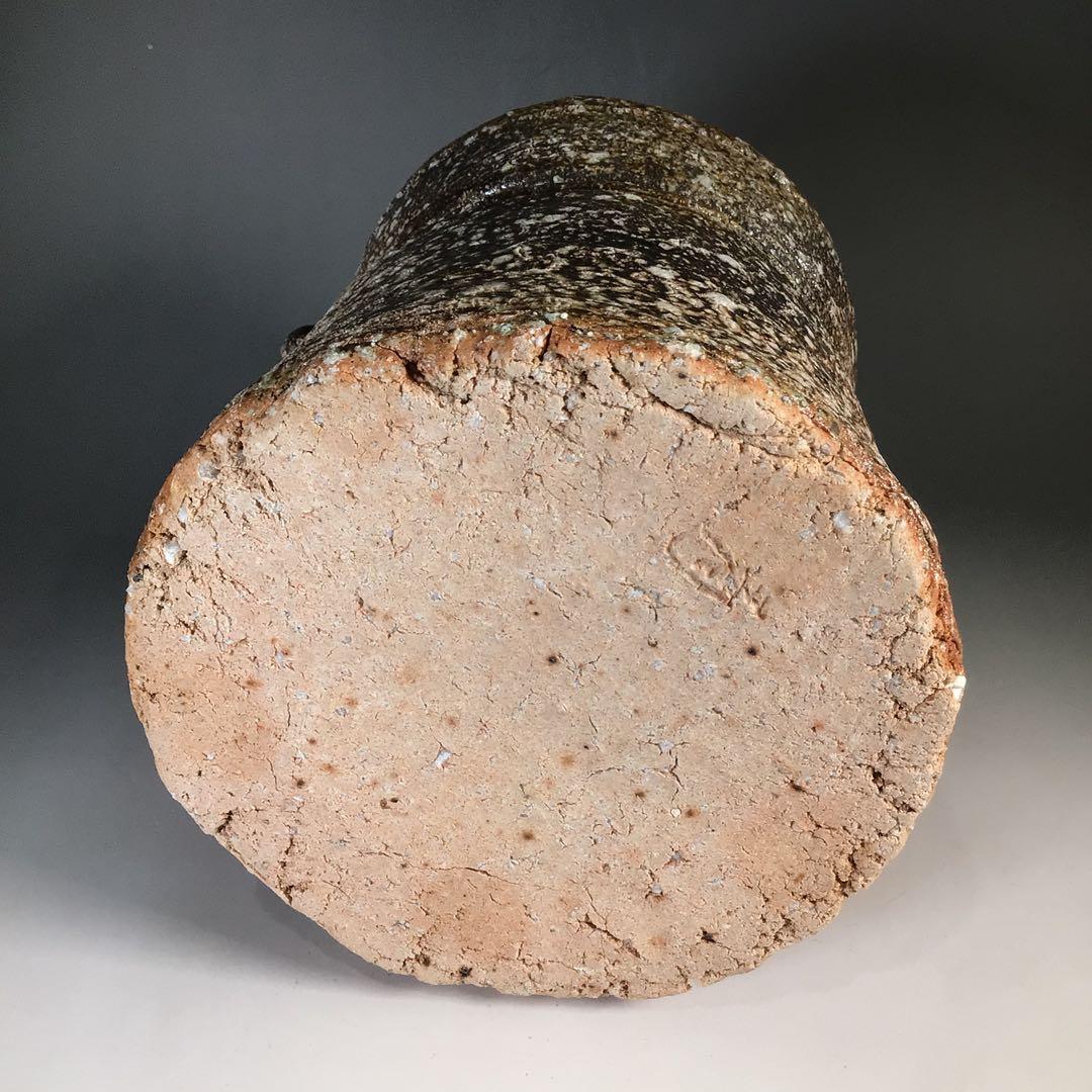 N666水指『信楽焼』『普門窯小川青峰造』『耳付水指』共箱茶道具