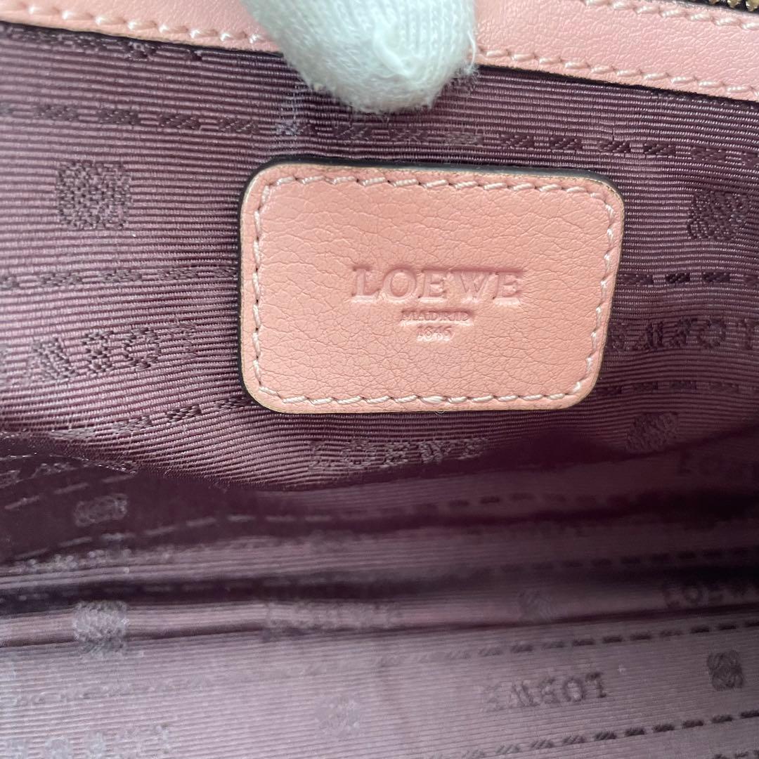 ロエベ　ヘリテージ　ハンドバッグ　ミニボストン　ロゴ型押し