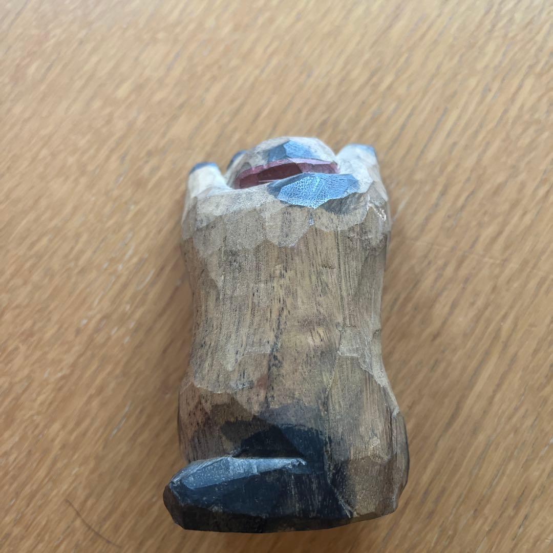 松田一戯 木彫り 両手招き猫 1989年