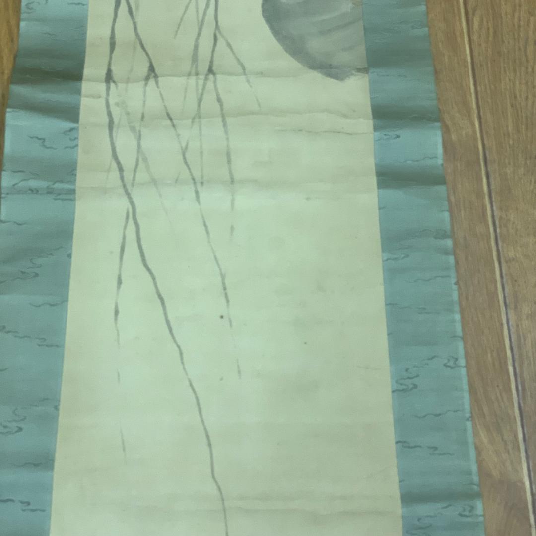 椿に柳　呉春　松村月渓　共箱付き　希少　落款