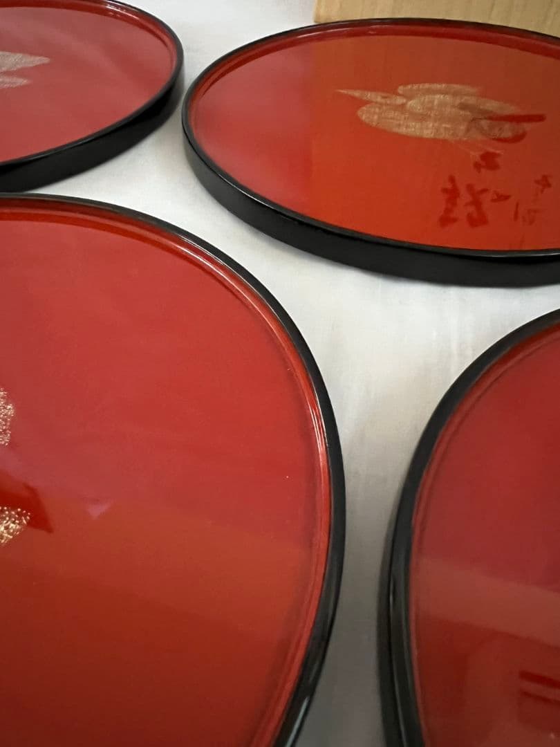 とり 沈金 銘々皿 文化功労者 三谷吾一 (輪島塗)