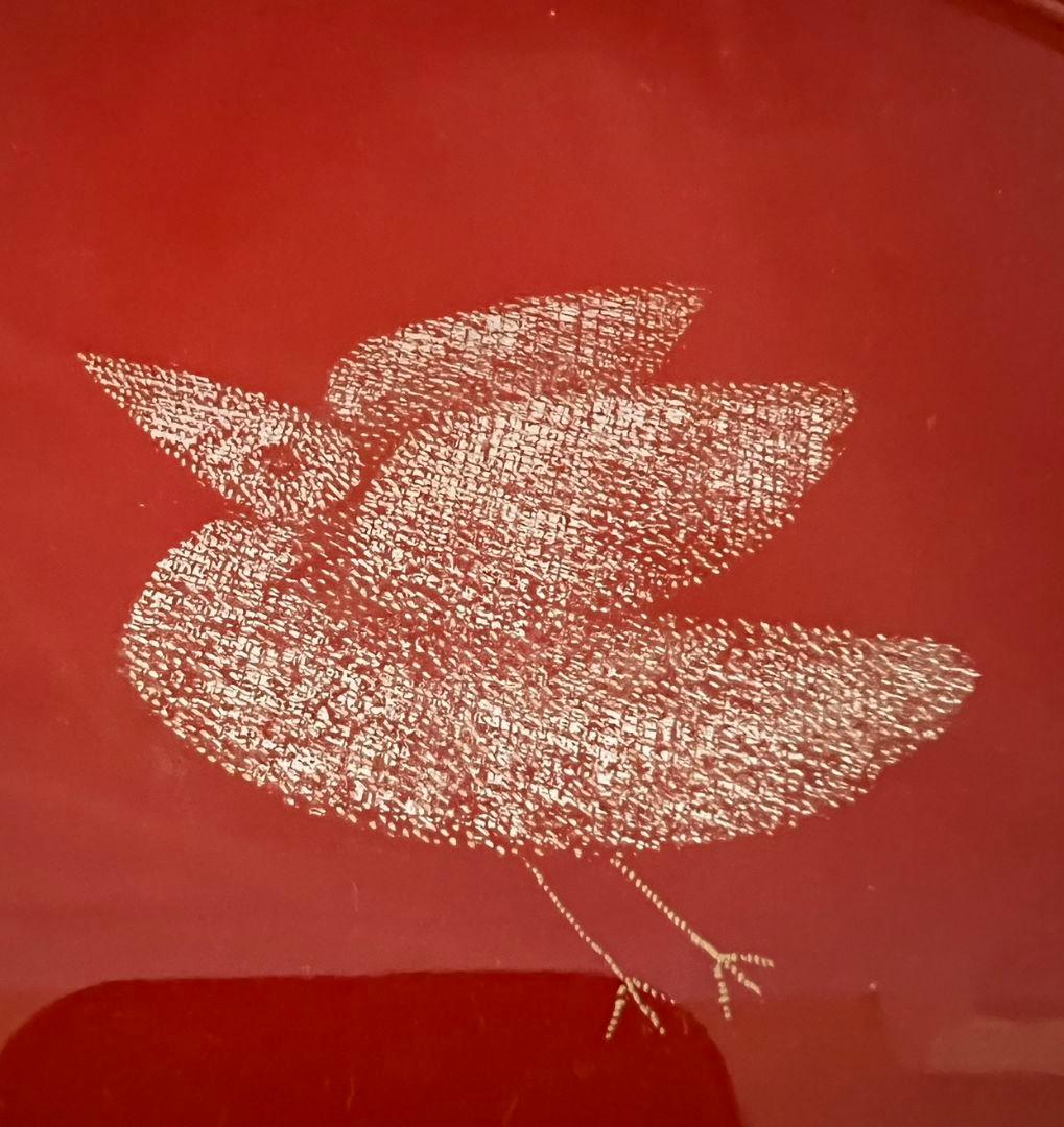 とり 沈金 銘々皿 文化功労者 三谷吾一 (輪島塗)