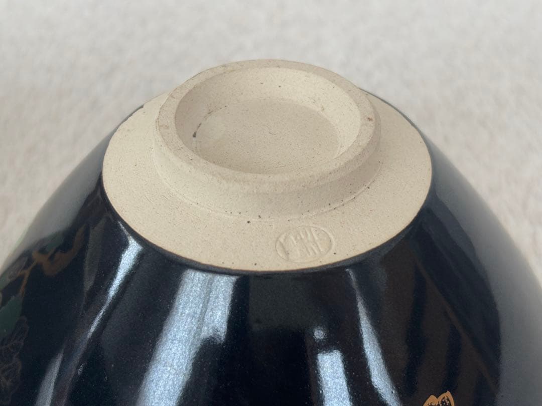 瑞鳥鳳凰 金銀天目抹茶茶碗 2客 未使用 2787 原平窯 瑞鳥