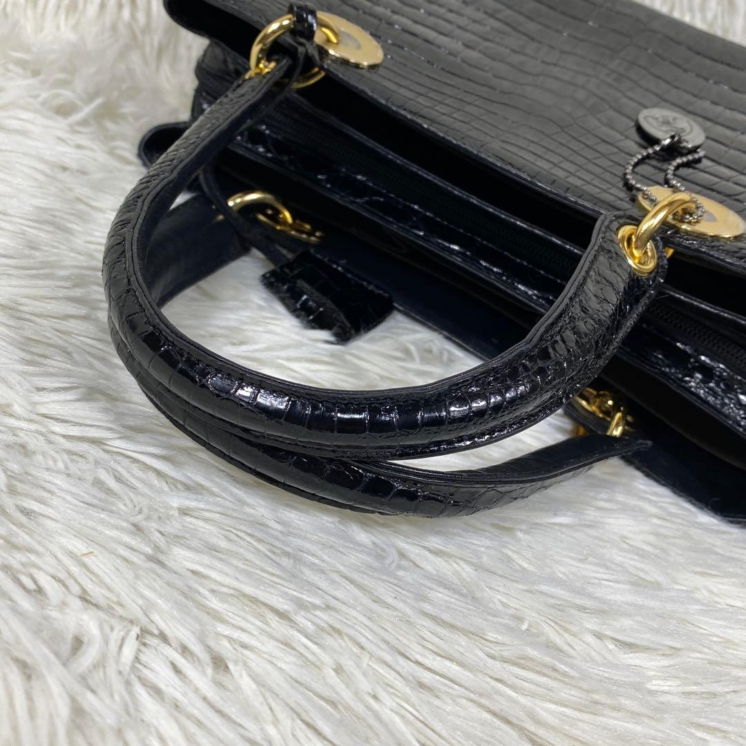 『sanpo』JRA シャイニングクロコ ハンドバック