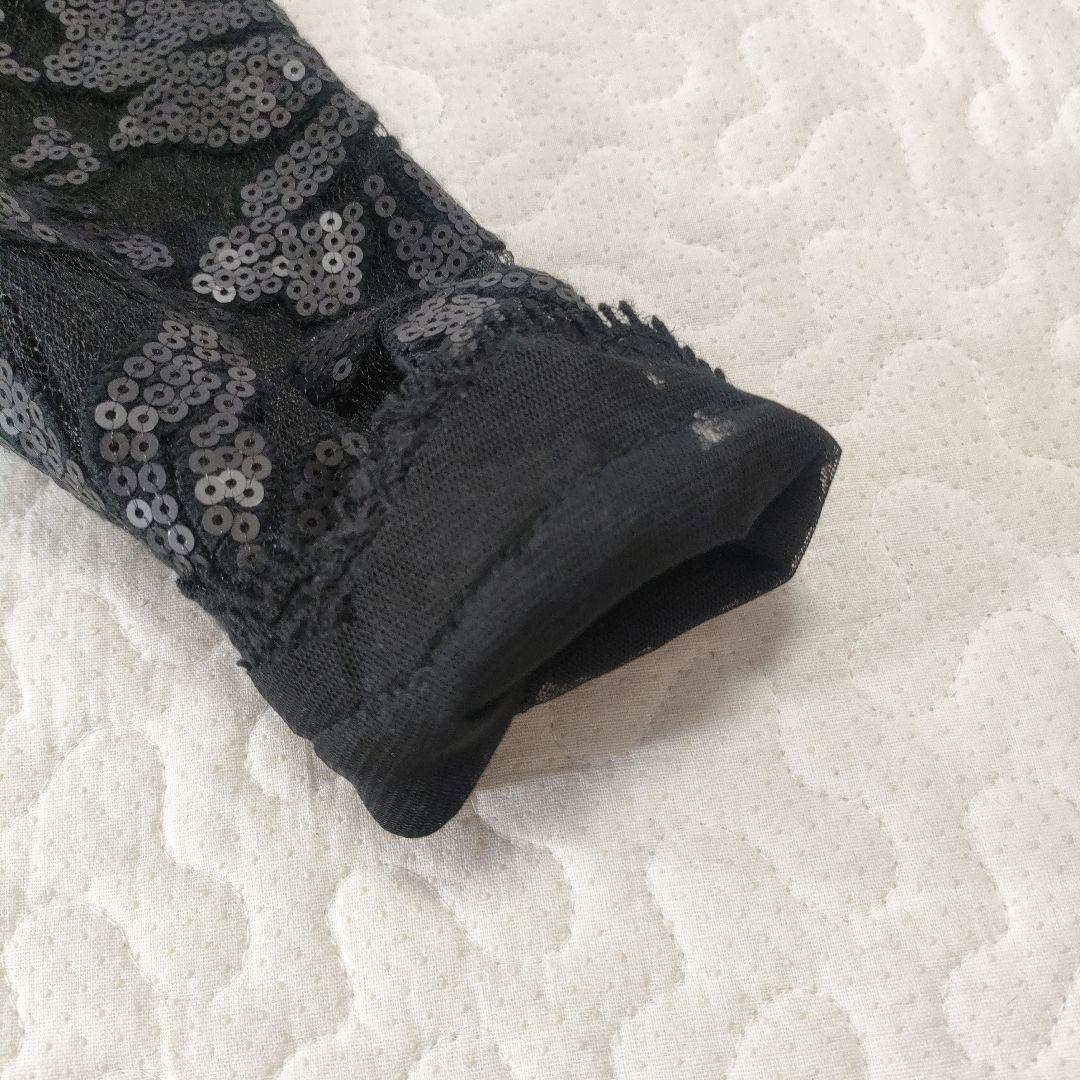 美品✨タダシショージ　レース×スパンコール　ワンピースドレス　ベルト　黒×紫