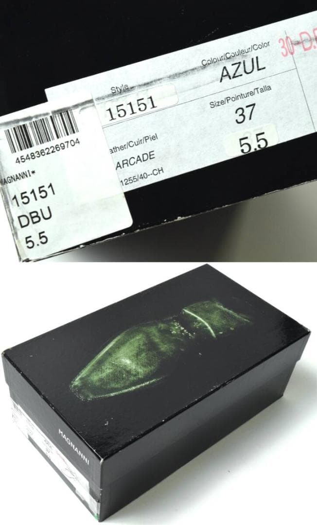 未使用 マグナーニ オパンケ モンクストラップ シューズ 37 ダークブルー