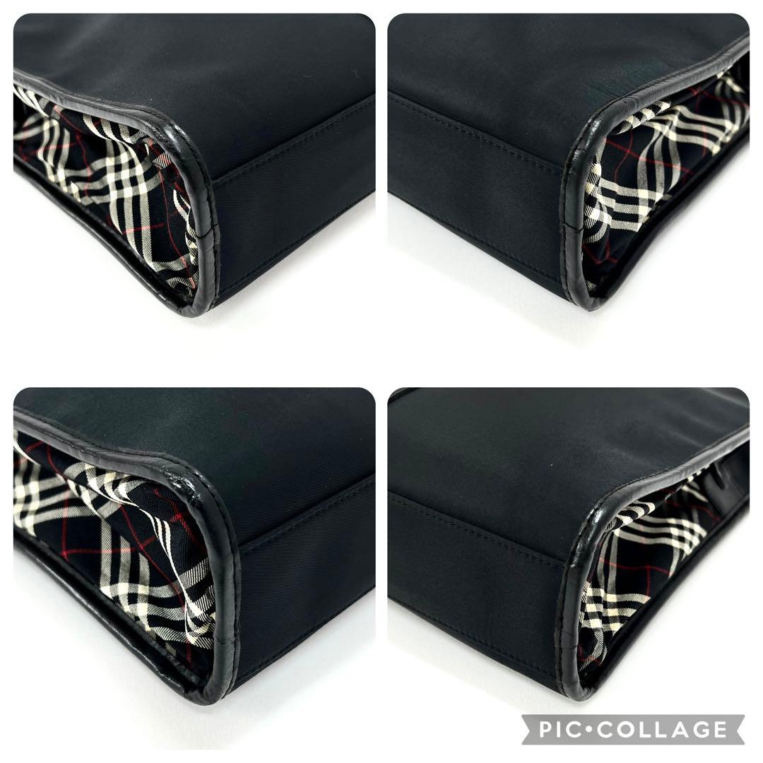 バーバリーブラックレーベル　ビジネスバッグ　ナイロン　レザー　チェック　ブラック