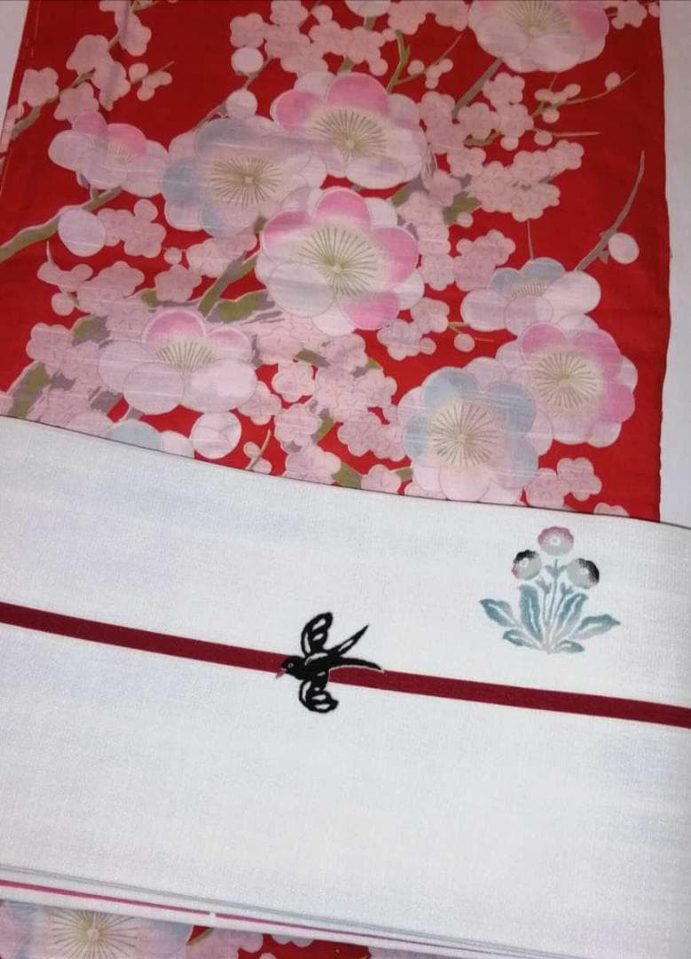 ★ツモリチサト浴衣.朱色地.豪華古典.梅柄★大人の浴衣